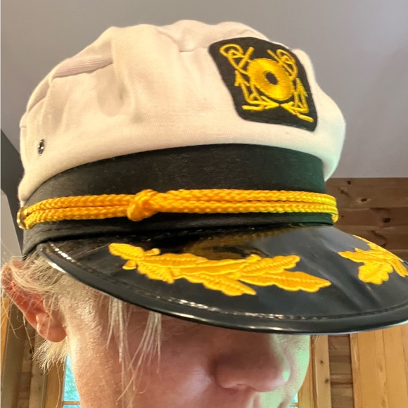 Captains HAT ship yacht SnapBack yellow embroidery anchor roping emblem on brim - Picture 4 of 16